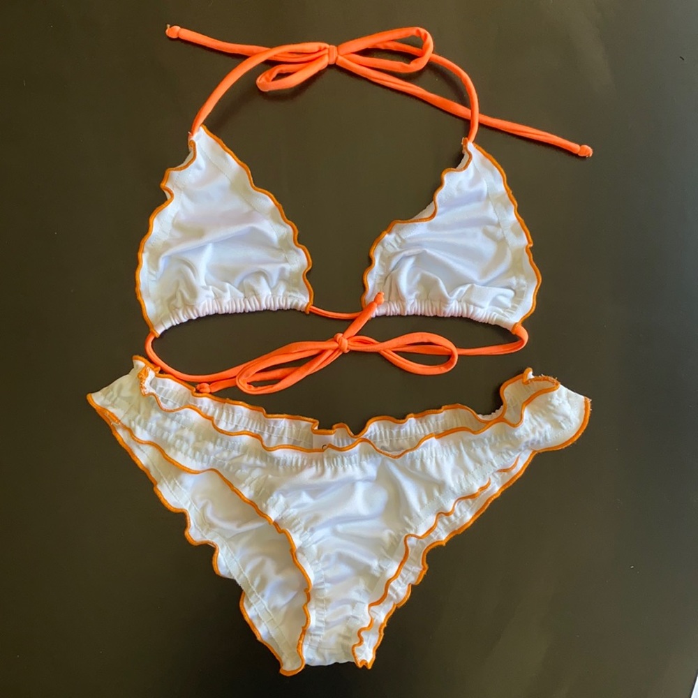 White Ruffle Bikini
